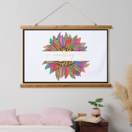 Regenboog en luipaard zonnebloem gepersonaliseerd  hangend wandkleed