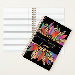 Regenboog en luipaardprint gepersonaliseerd  journ notitieboek