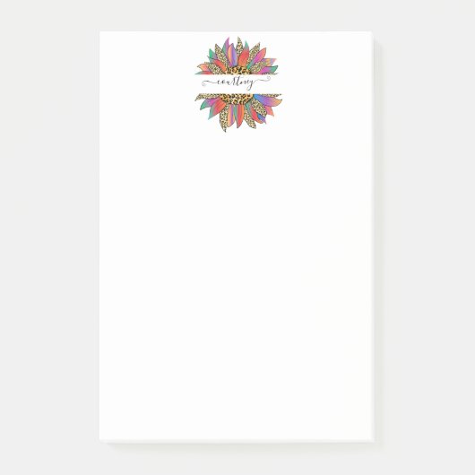 Regenboog en luipaardprint gepersonaliseerd post-it® notes (Voorkant)
