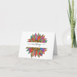 Regenboog en luipaardprint gepersonaliseerde notit kaart