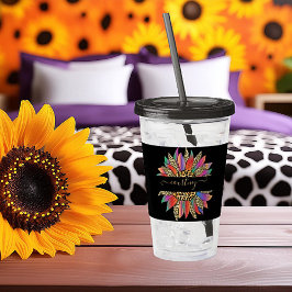 Regenboog en luipaardprint persoonlijk   acryl drinkbeker