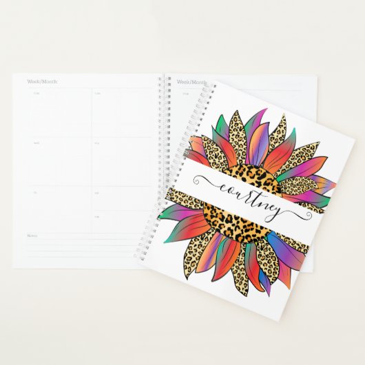 Regenboog en luipaardprint persoonlijk   planner (Display)