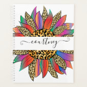 Regenboog en luipaardprint persoonlijk   planner (Voorkant)