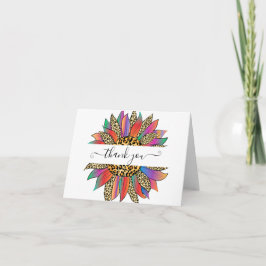 Regenboog en luipaardprint persoonlijke bedankje kaart