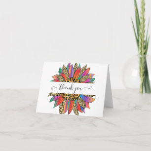 Regenboog en luipaardprint persoonlijke bedankje kaart