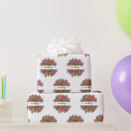 Regenboog- en luipardruk op maat cadeaupapier