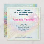 Regenboog- en muzieknotenfeestje kaart (Voorkant / Achterkant)