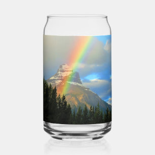 Regenboog en onweerwolken boven besneeuwde Canades Blikvorm Glas