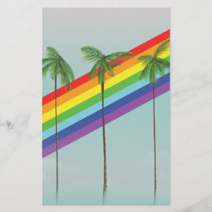 Regenboog en palmen briefpapier