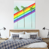 Regenboog en palmen canvas afdruk (Insitu (Slaapkamer))