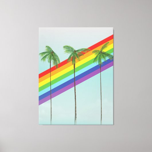 Regenboog en palmen canvas afdruk (Voorkant)