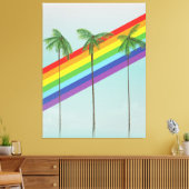 Regenboog en palmen canvas afdruk (Insitu (Woonkamer))