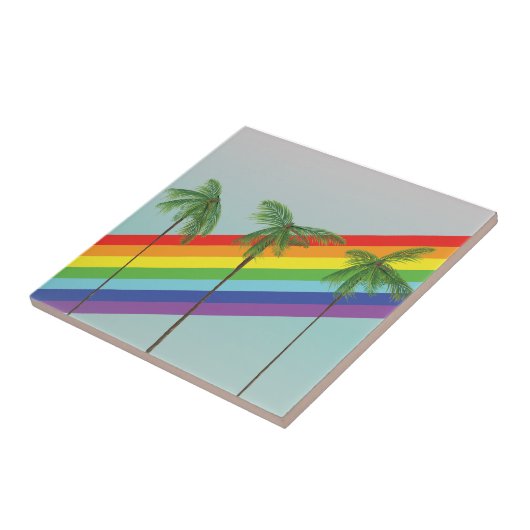 Regenboog en Palmen Tegeltje (Zijkant)