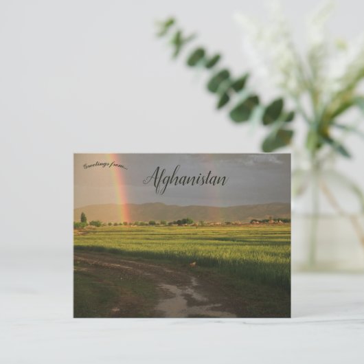 Regenboog- en plattelandsscène Afghanistan Briefkaart (Staand voorkant)
