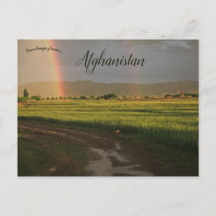 Regenboog- en plattelandsscène Afghanistan Briefkaart