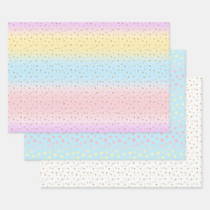 Regenboog en polka dot patroon inpakpapier vel