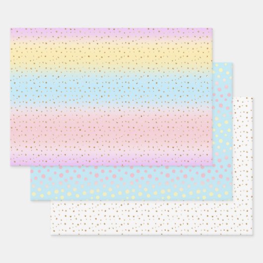 Regenboog en polka dot patroon inpakpapier vel (Set)