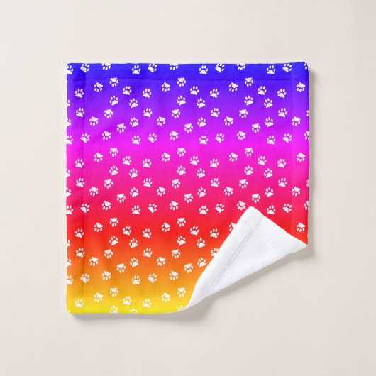 Regenboog en pootafdrukken bad handdoek (Wasdoekje)