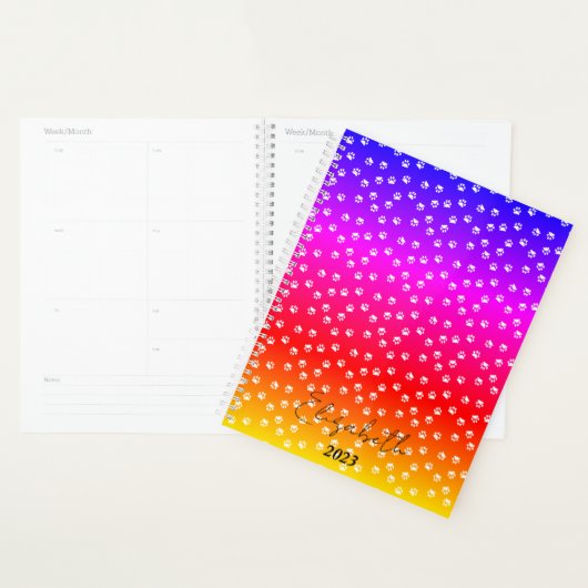 Regenboog en pootafdrukken gepersonaliseerd, aange planner (Display)