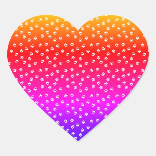 Regenboog en pootafdrukken hart sticker (Voorkant)
