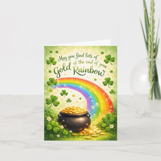 Regenboog en Pot met Goud Sint-Patricksdagkaart Kaart (Voorkant)