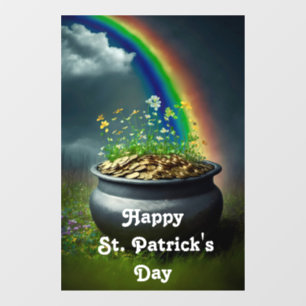 Regenboog en pot met gouden raamklitten raamsticker