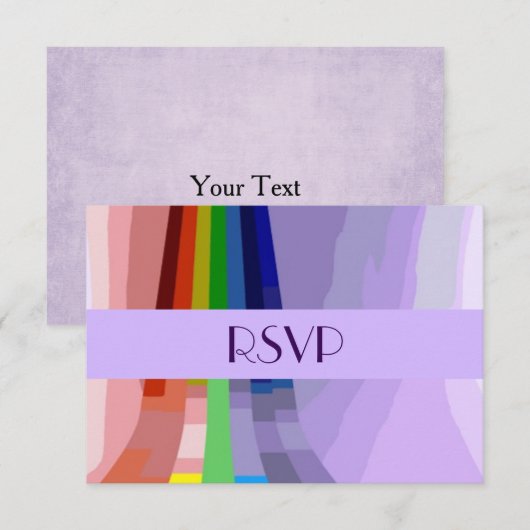 Regenboog en RSVP met ringzegens Kaartje (Voorkant / Achterkant)