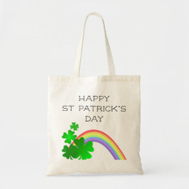 Regenboog en Shamrocks Happy St Patrick's Day Tote Bag