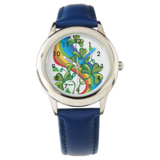 Regenboog en Shamrocks Horloge