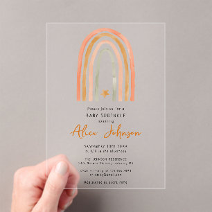 Regenboog En Ster Boho Baby Spetterfeest Acryl Uitnodigingen