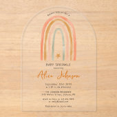 Regenboog en ster Boho Baby Sprinkle Shower Arch Acryl Uitnodigingen (Voorkant)
