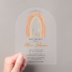 Regenboog En Ster Boho Baby Sprinkle Shower Boog Acryl Uitnodigingen