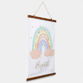 Regenboog en sterren baby hangend wandkleed (Gebogen)