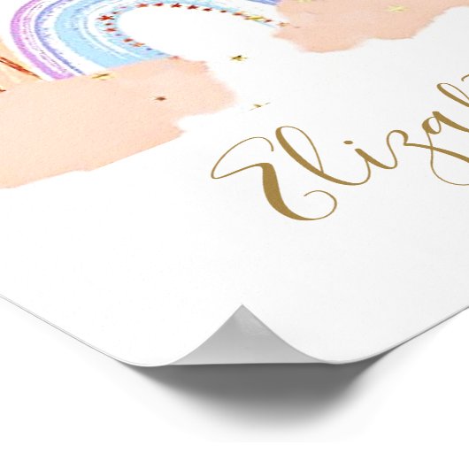 Regenboog en sterren baby poster (Hoek)