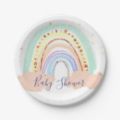 Regenboog en sterren baby shower papier borden papieren bordje (Voorkant)