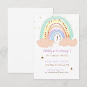 Regenboog en sterren baby verjaardagsfeestje, aang kaart (Voorkant / Achterkant)