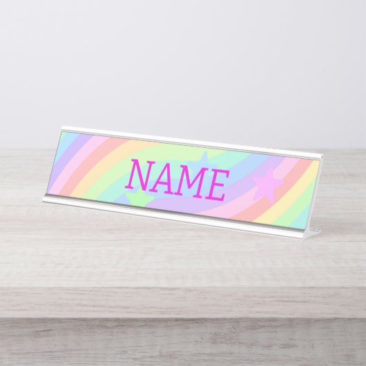 Regenboog en sterren bureau naambordje (Voorkant)