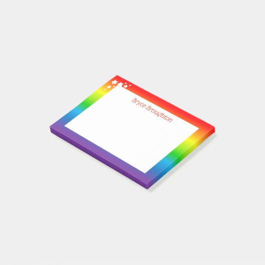 Regenboog en sterren gepersonaliseerd post-it® notes (Schuin)