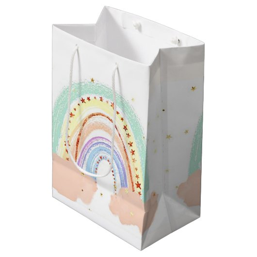 Regenboog en sterren medium cadeauzakje (Voorkant Gekanteld)