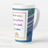 Regenboog en sterren - Motivatie blauwe latte Mok (Rechterhoek)