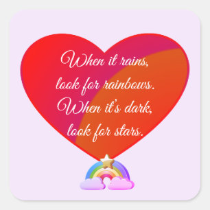 Regenboog en sterren - Motivatie en Inspirerend Vierkante Sticker