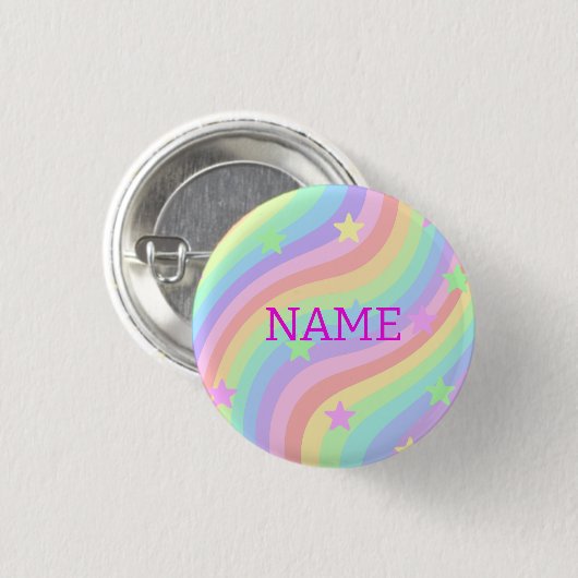 Regenboog en sterren ronde button 3,2 cm (Voorkant /achterkant)
