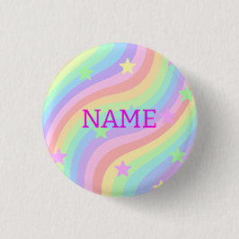 Regenboog en sterren ronde button 3,2 cm