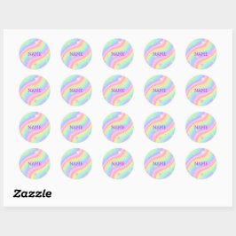 Regenboog en sterren ronde sticker