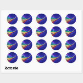 Regenboog en sterren ronde sticker (Vel)