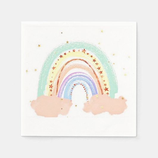 Regenboog en sterren servet (Voorkant)