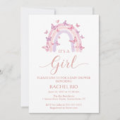 Regenboog en vlinder Baby shower uitnodiging (Voorkant)