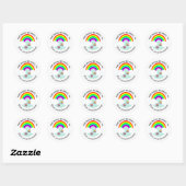 Regenboog en vlinders gepersonaliseerd ronde sticker (Vel)