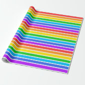 Regenboog- en witstripespapier cadeaupapier (Uitgerold)
