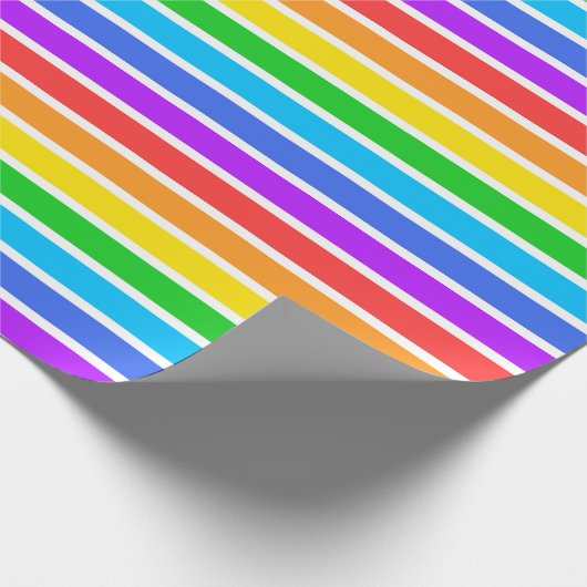 Regenboog- en witstripespapier cadeaupapier (Hoek)